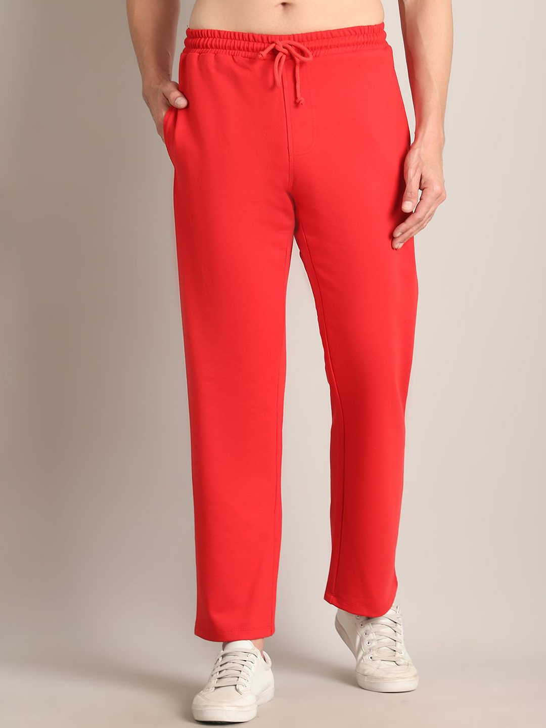 

Rute Men Pure Cotton Mid Rise Track Pants, Red
