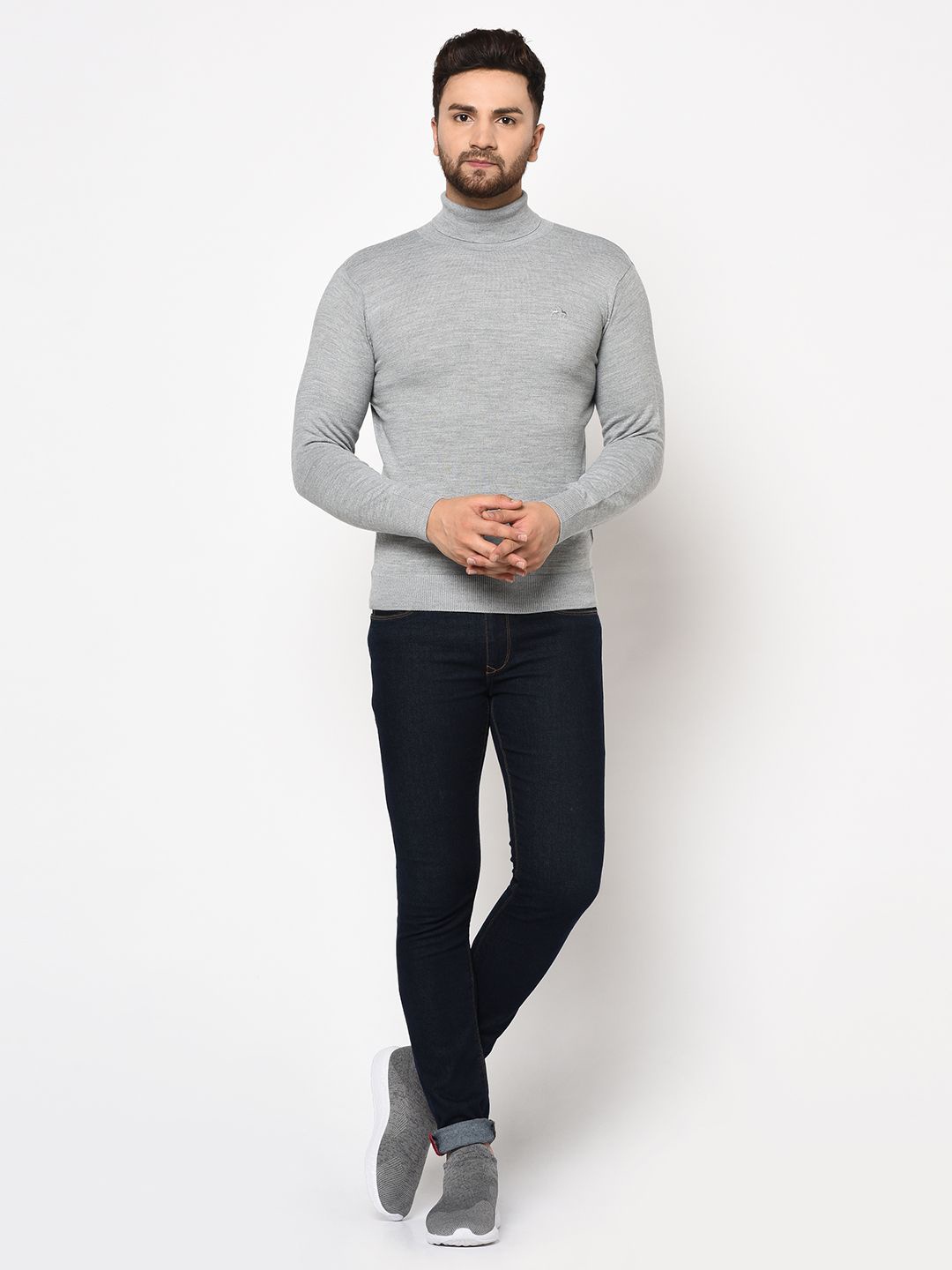 

98 Degree North Men Woollen Pullover Sweaters, Grey