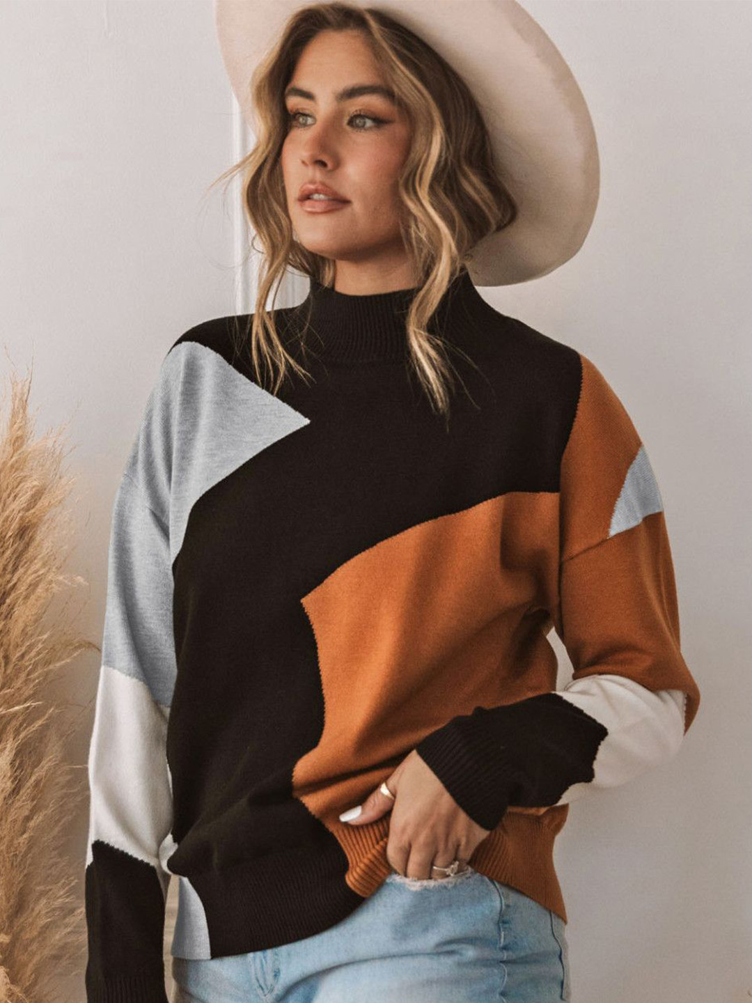 

StyleCast Women Colourblocked Pullover Sweaters, Black