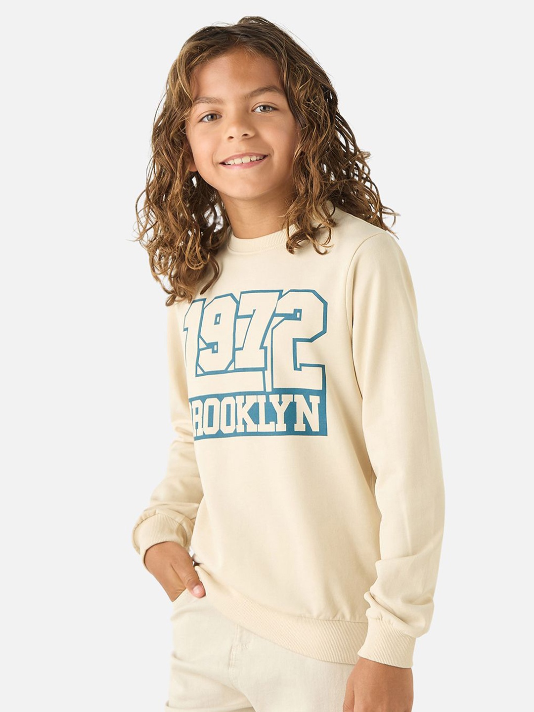 

Juniors by Babyshop Girls Alphanumeric Printed Round Neck Sweatshirt, Beige