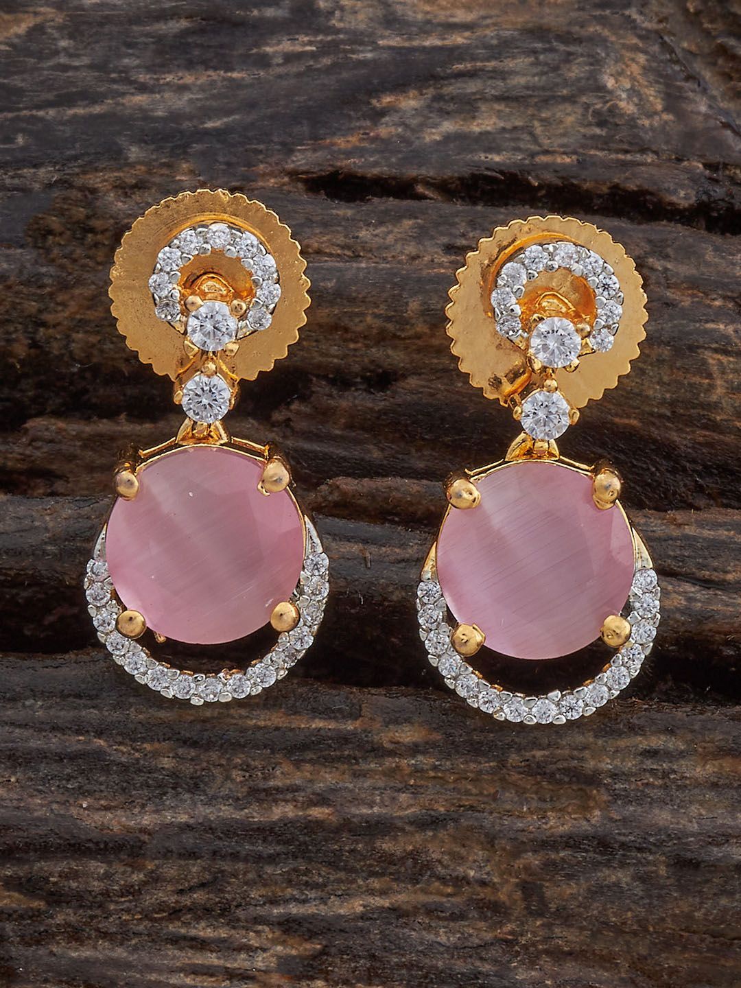 

Kushal's Fashion Jewellery Rose Gold-Plated Zircon Circular Drop Earrings
