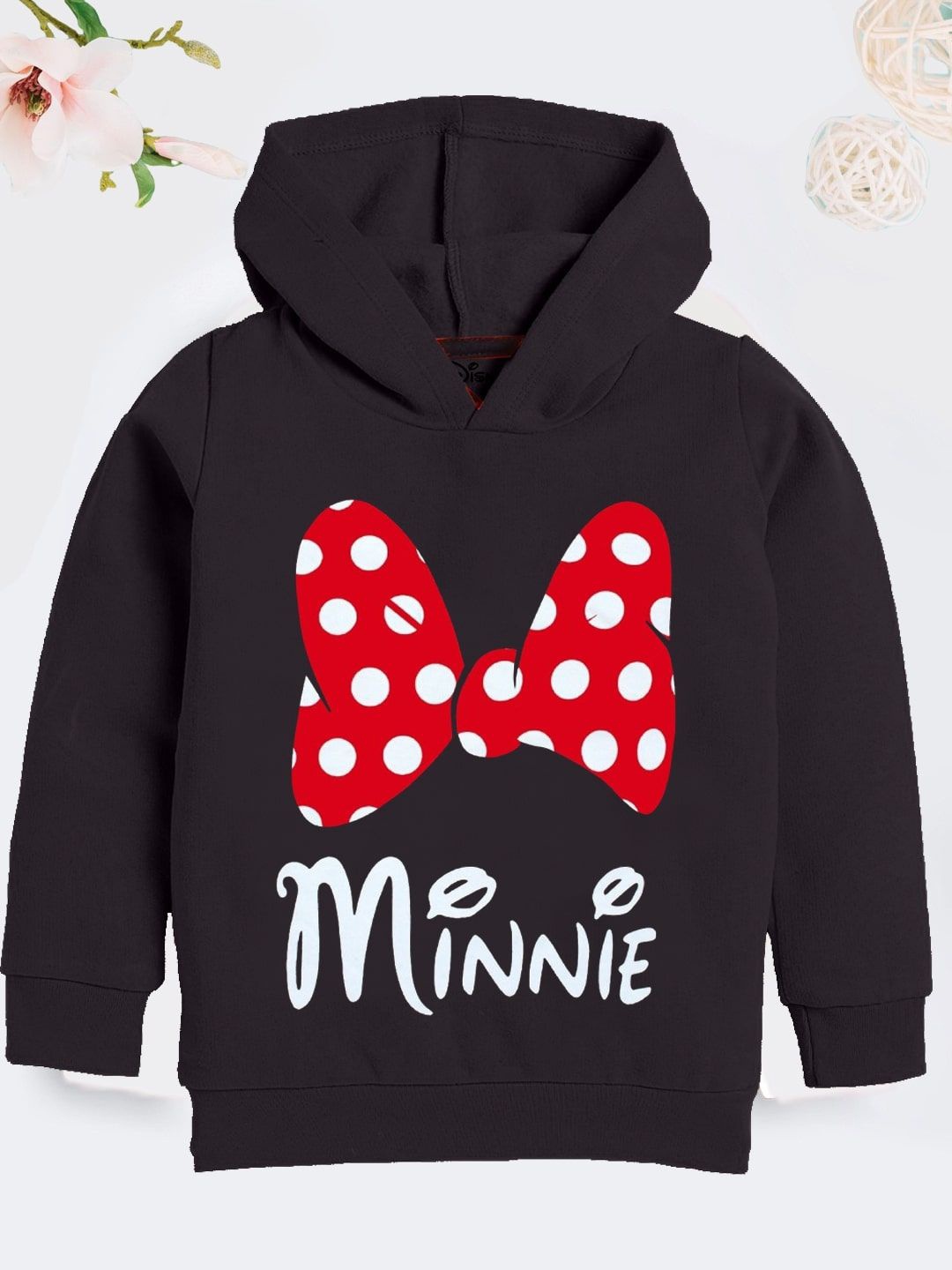 

YK Disney Girls Printed Long Sleeves Hooded Sweatshirt, Black