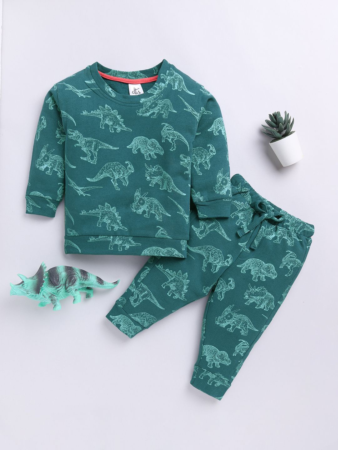 

Clt.s Animal Printed Sweatshirt With Joggers Clothing Set, Teal