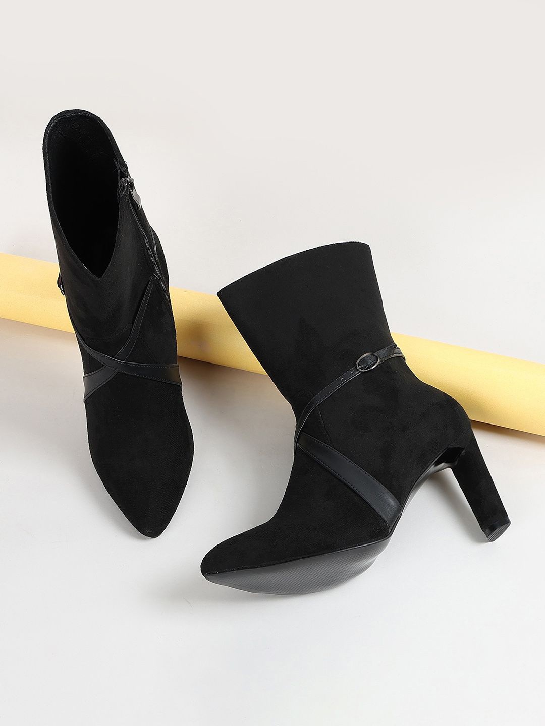 

Ginger by Lifestyle Women Round Toe Mid-Top Block Heeled Regular Boots, Black
