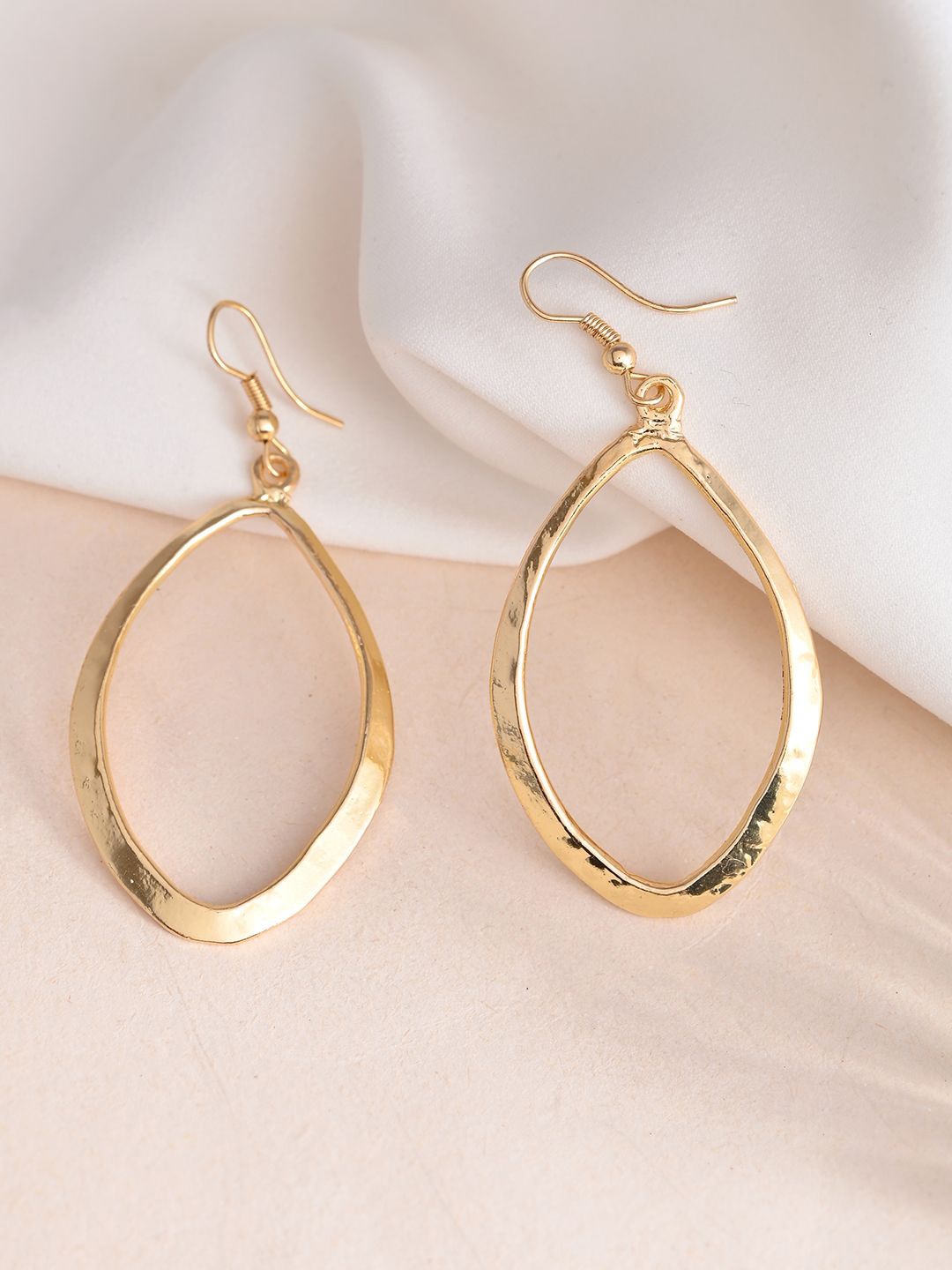

RICHEERA Gold-Plated Contemporary Drop Earrings