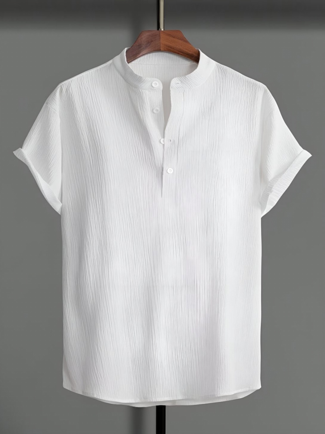 

Trillmixa Men Mandarin Collar T-shirt, White