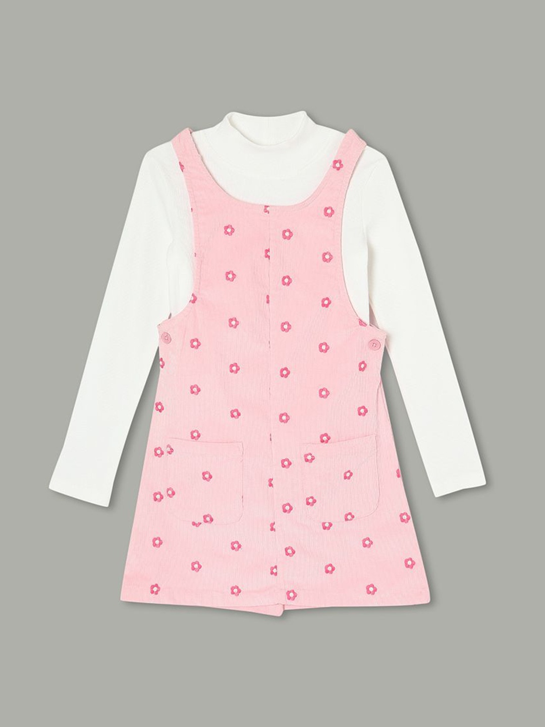 

Fame Forever by Lifestyle Girls Cotton Embroidered Pinafore Dress, Pink