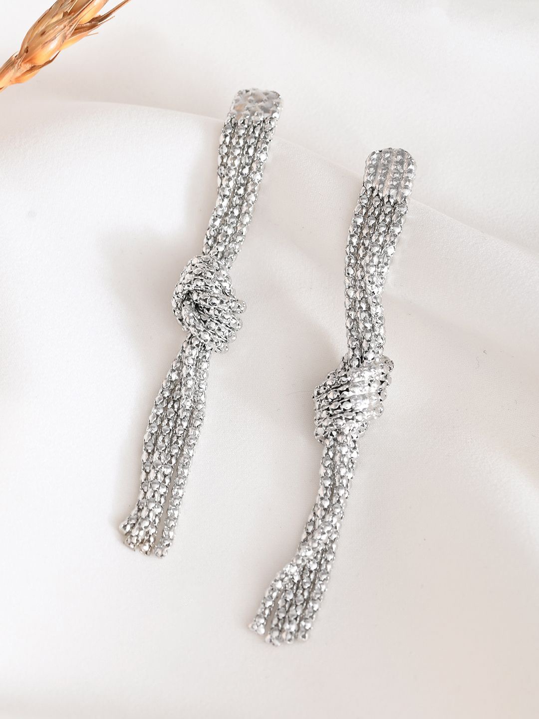 

RICHEERA Silver-Plated Contemporary Drop Earrings