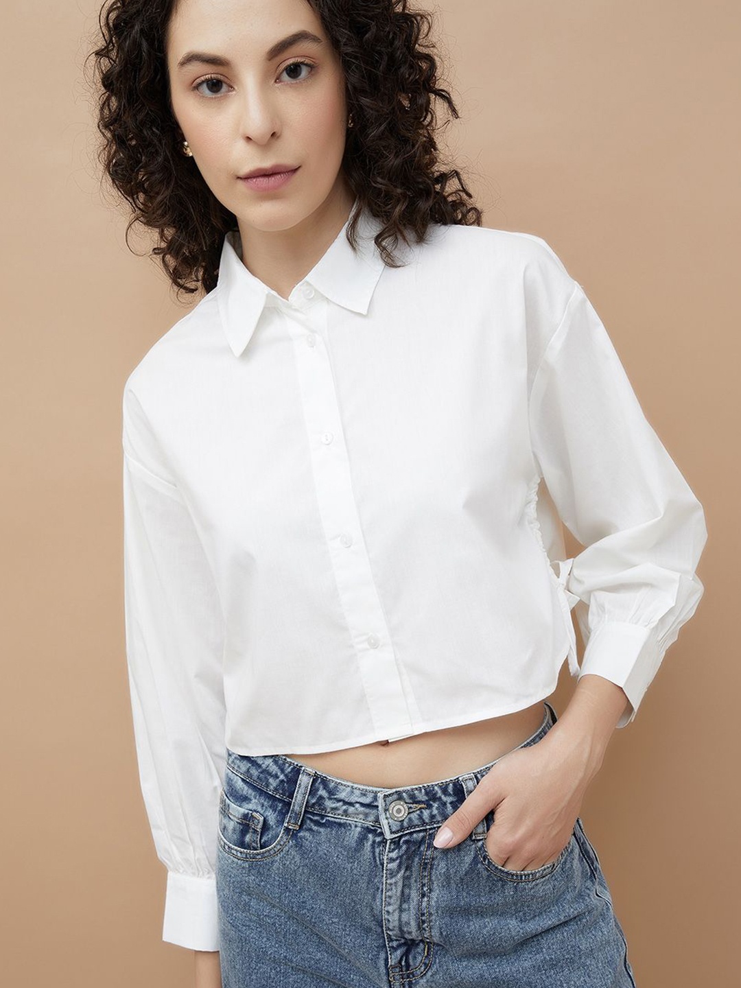 

Ginger by Lifestyle Crop Pure Cotton Casual Shirt, White