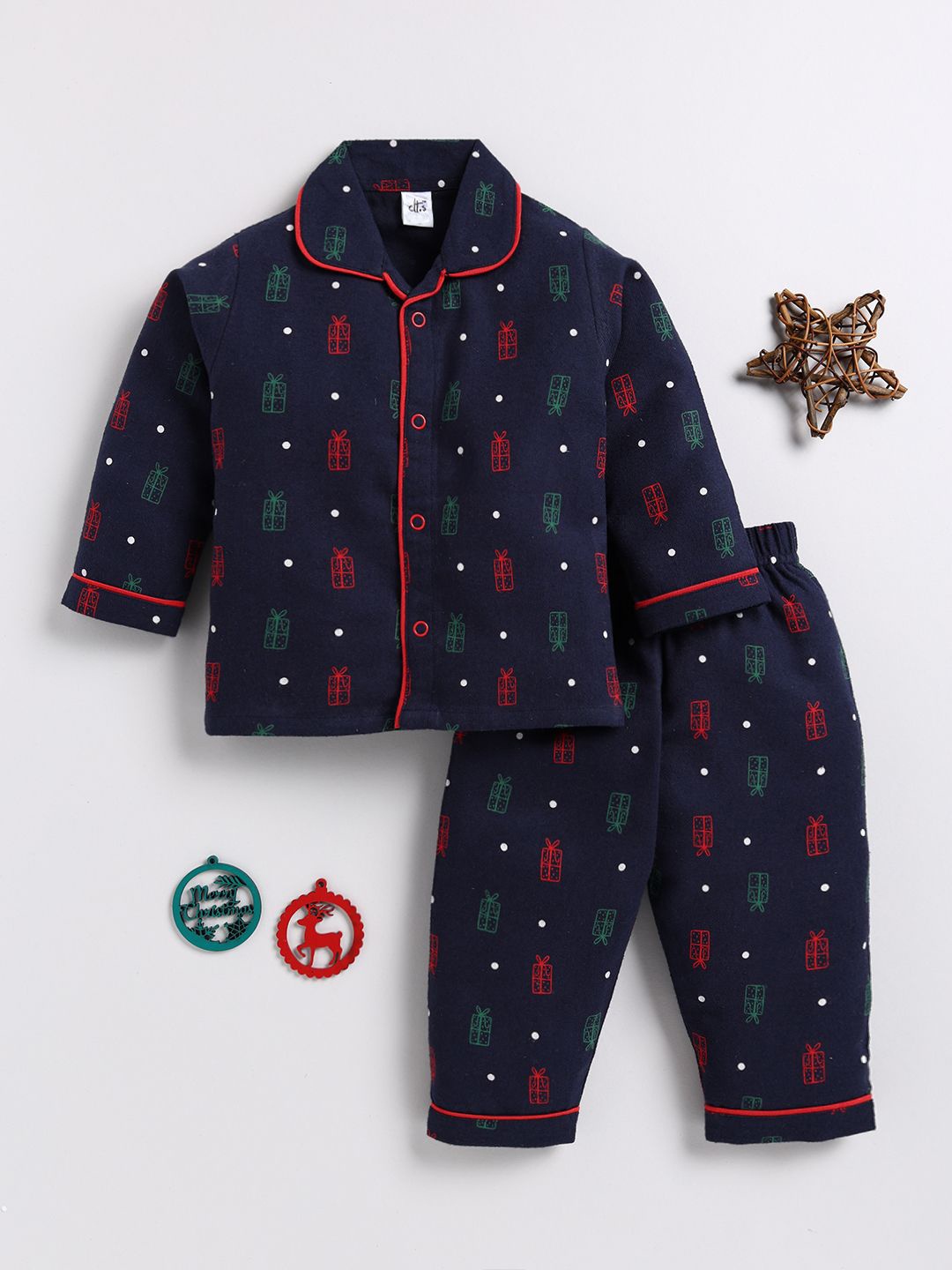 

Clt.s Kids Pure Cotton Conversational Printed Night suit, Blue