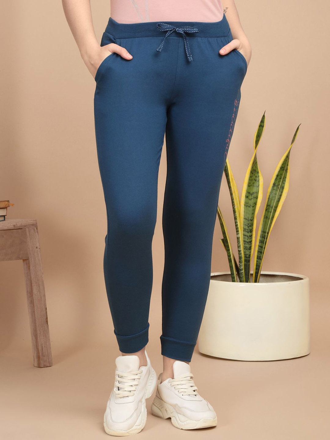 

Sweet Dreams Women Mid-Rise Joggers Track Pants, Navy blue