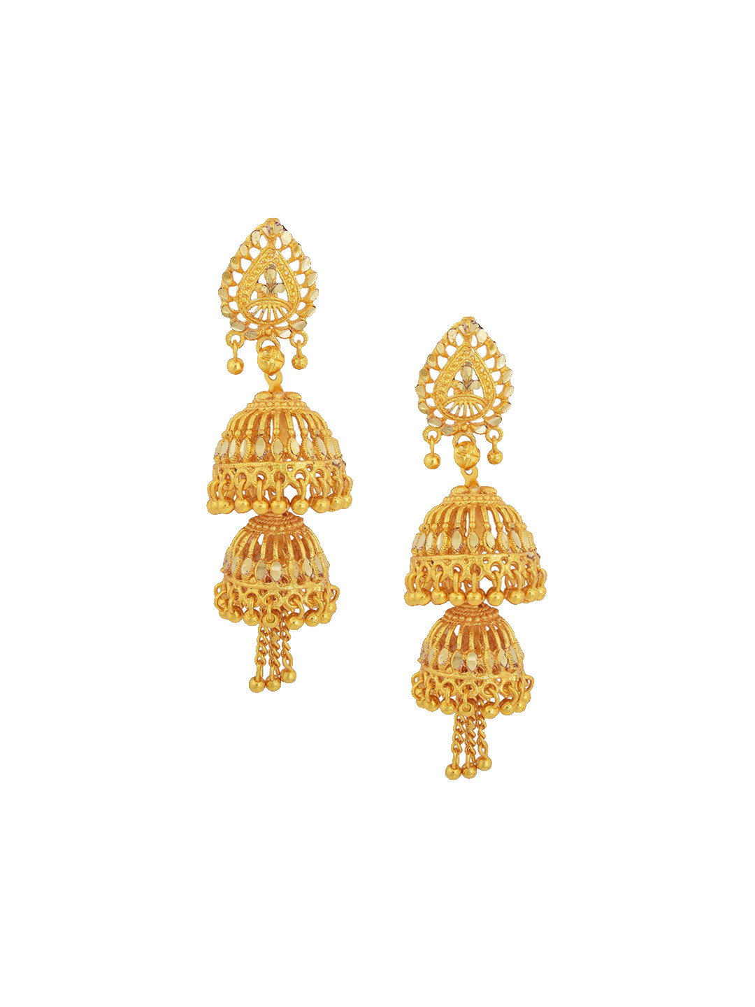 

MEMOIR Gold-Plated Quartz Studded Dome Shaped Jhumkas