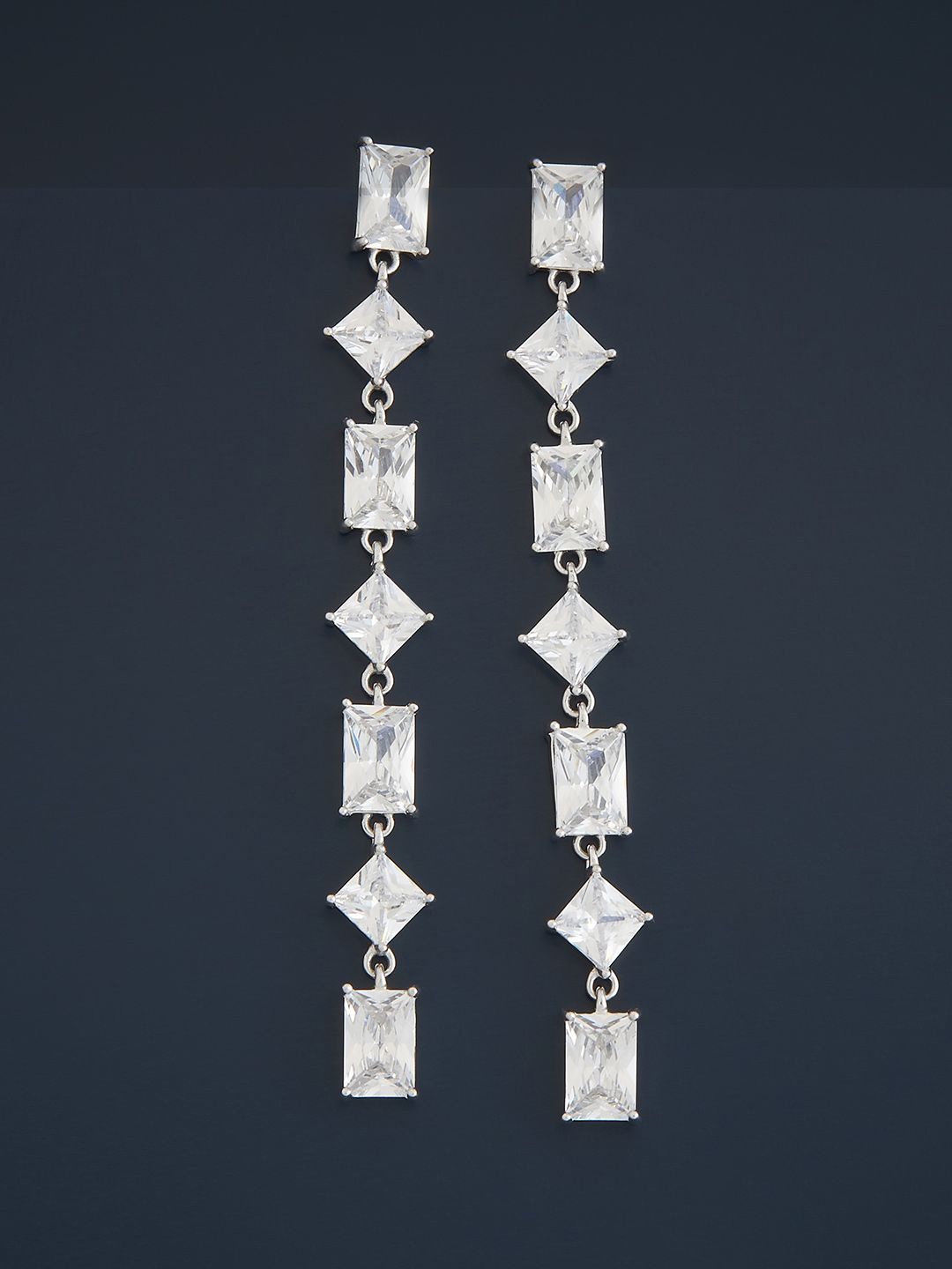 

Kushal's Fashion Jewellery Sterling Silver Zircon Rhodium-Plated Drop Earrings