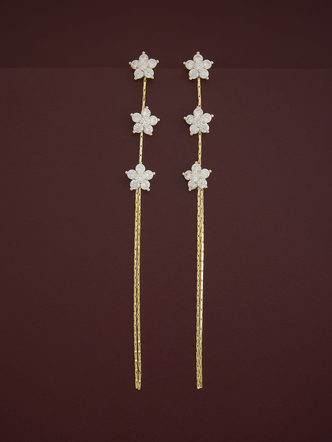 

Kushal's Fashion Jewellery Sterling Silver Zircon Gold-Plated Drop Earrings