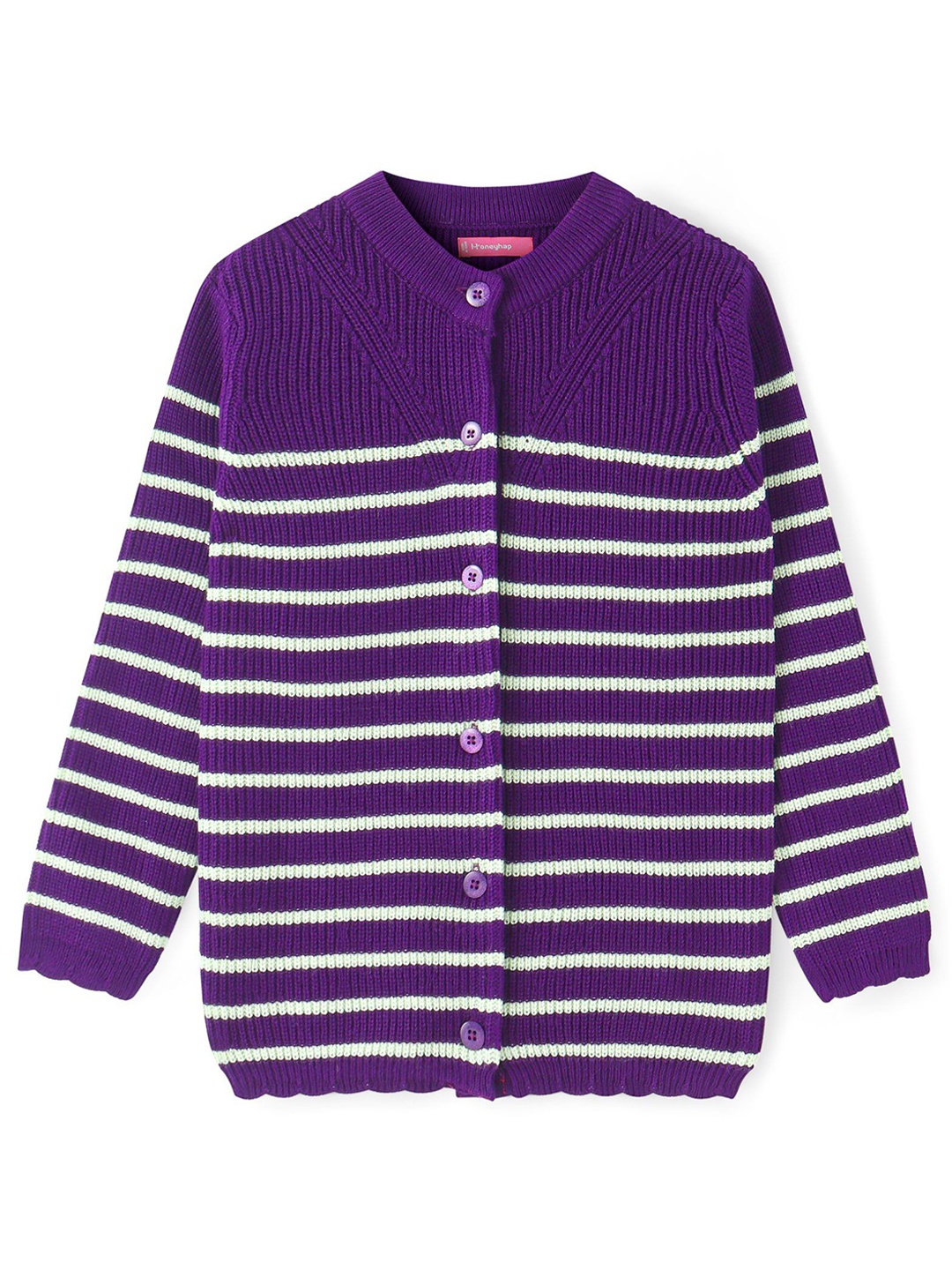 

Honeyhap Girls Striped Long Sleeves Cardigan, Purple