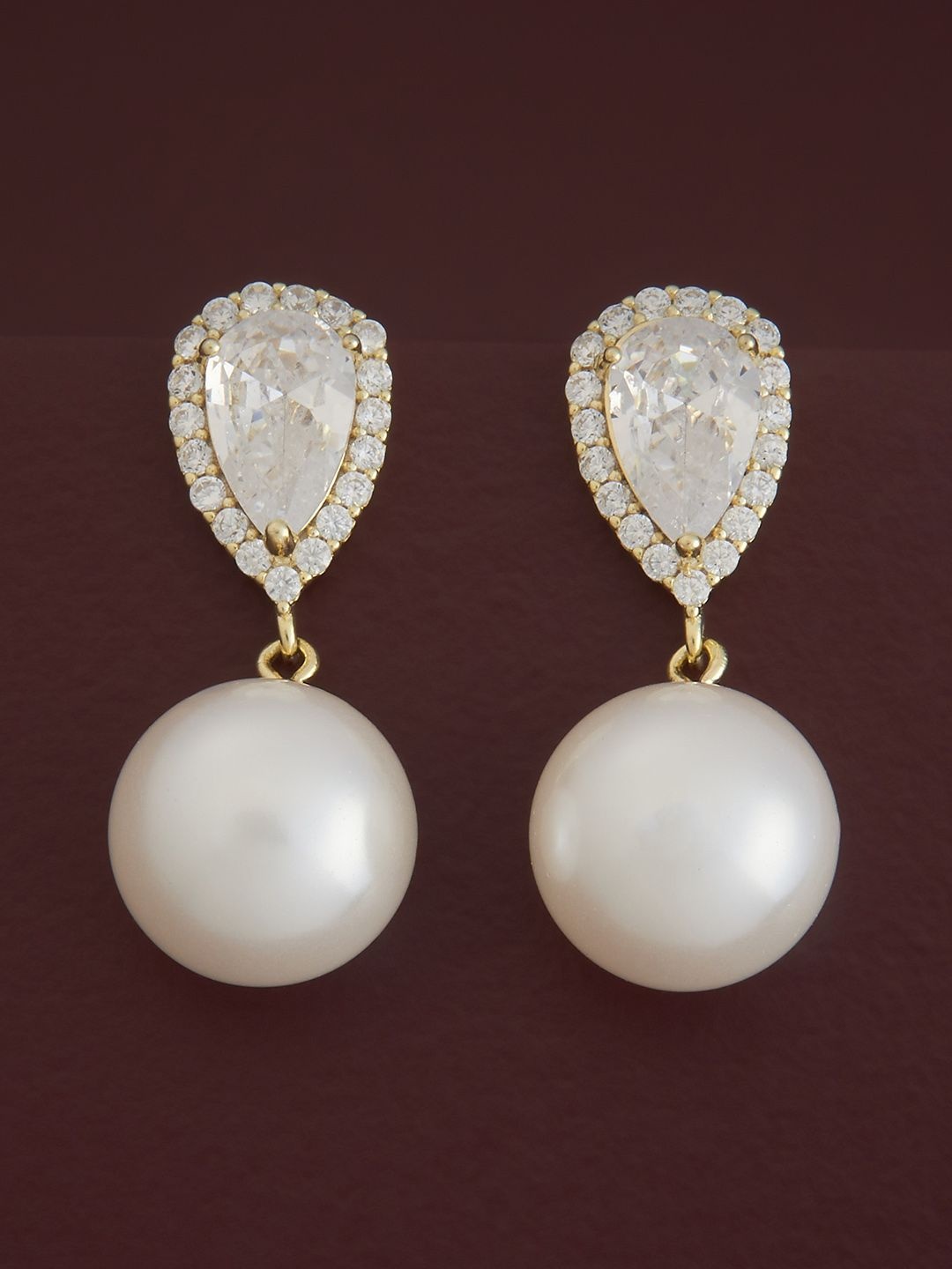 

Kushal's Fashion Jewellery Sterling Silver Pearls Gold-Plated Drop Earrings