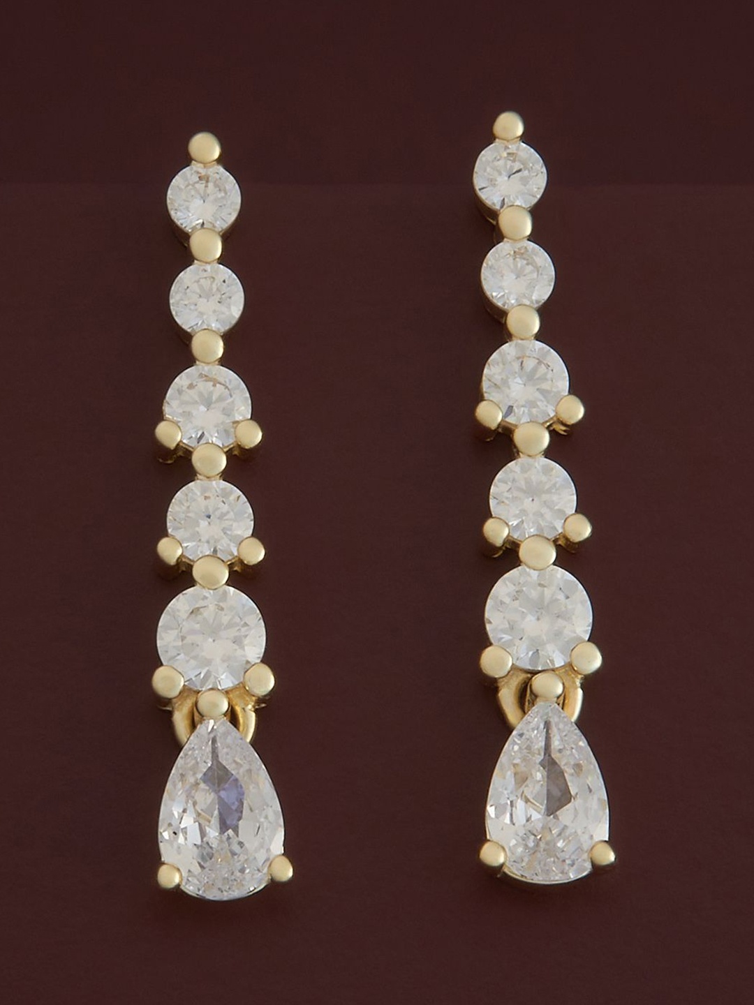 

Kushal's Fashion Jewellery Sterling Silver Zircon Gold-Plated Drop Earrings