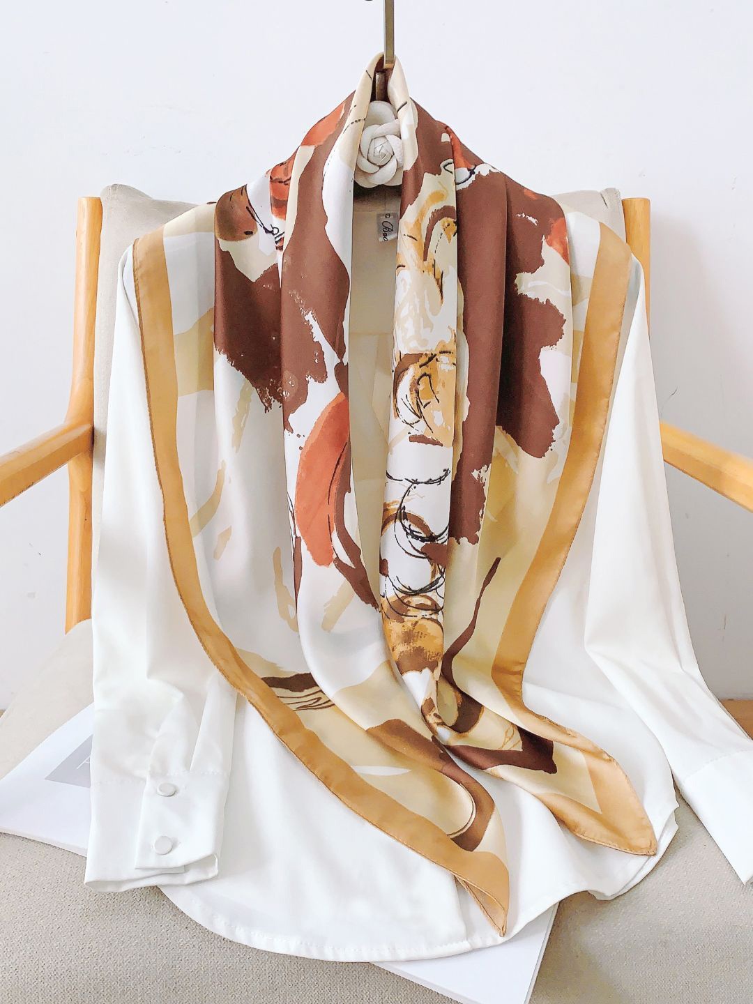 

CrossKulture Women Printed Taping Scarf, Beige
