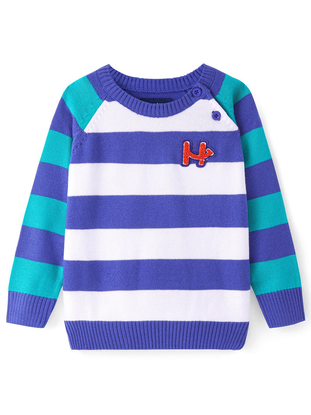 

Honeyhap Boys Striped Round Neck Pullover, Blue