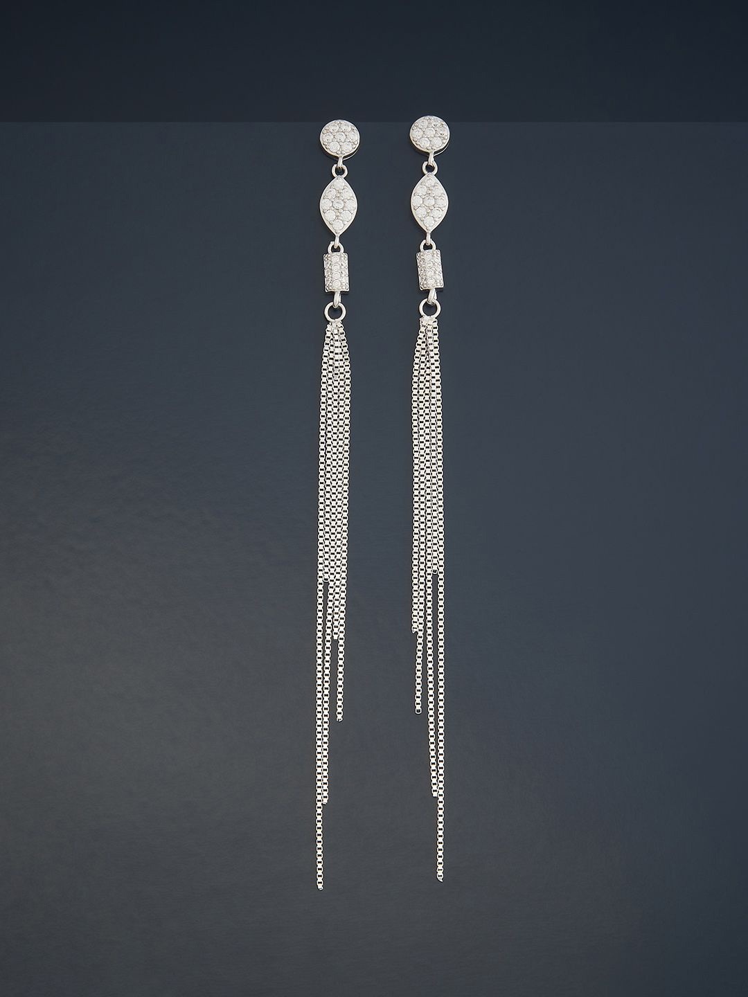

Kushal's Fashion Jewellery Sterling Silver Zircon Rhodium-Plated Drop Earrings
