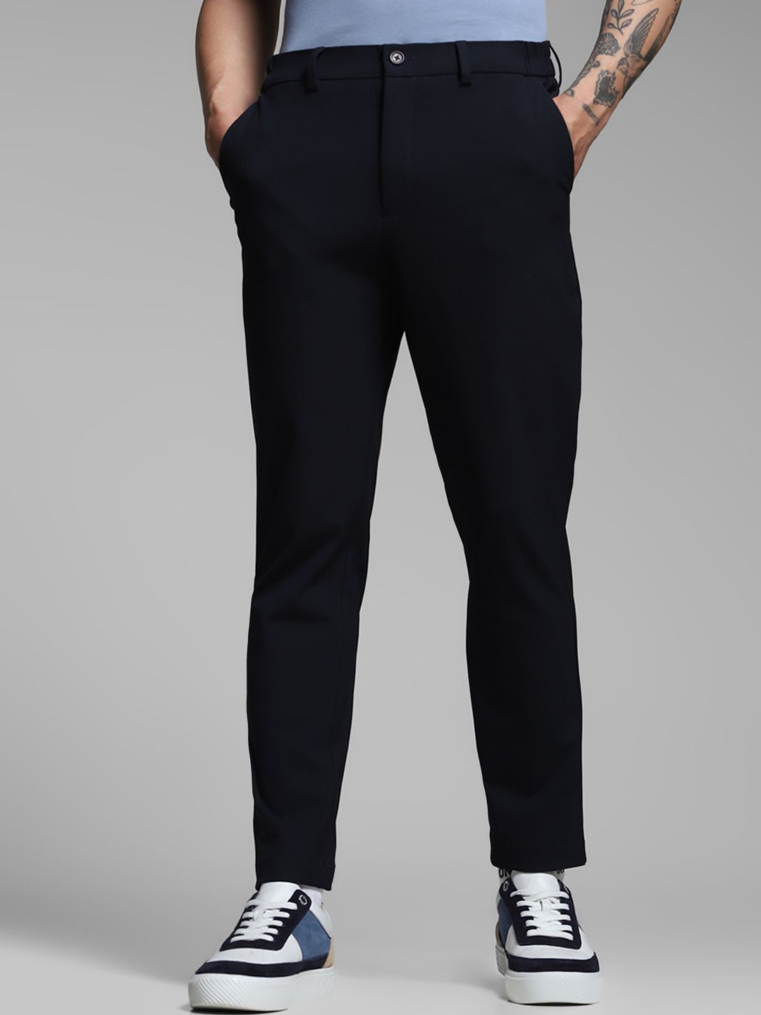 

Jack & Jones Men Slim Fit Low-Rise Chinos Trousers, Navy blue