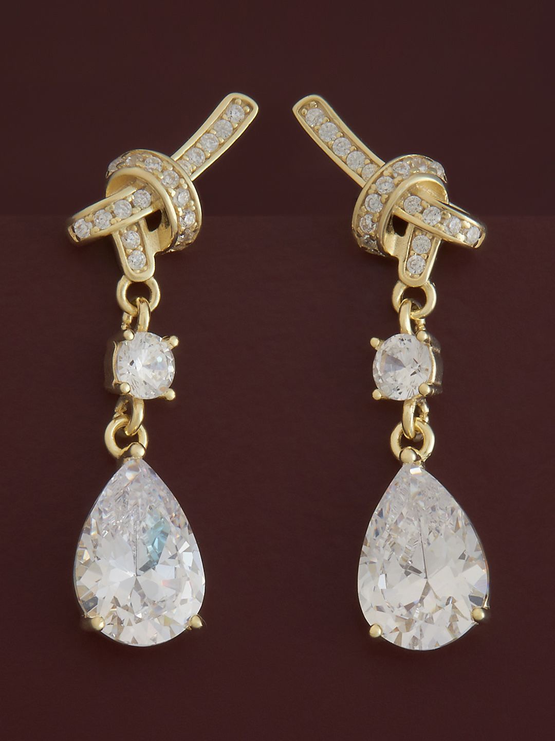 

Kushal's Fashion Jewellery Sterling Silver Zircon Gold-Plated Drop Earrings