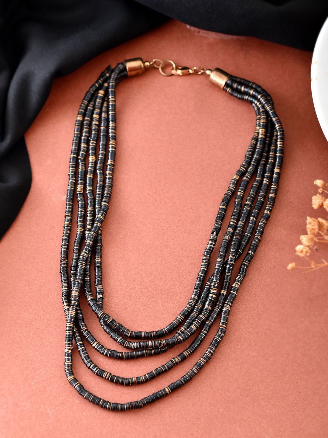 

RICHEERA Gold-Plated Beaded Layered Statement Necklace