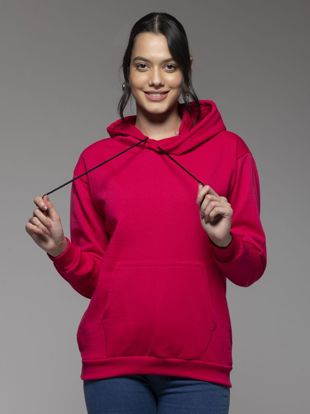 

OCTICS Women Solid Hooded Sweatshirt, Pink