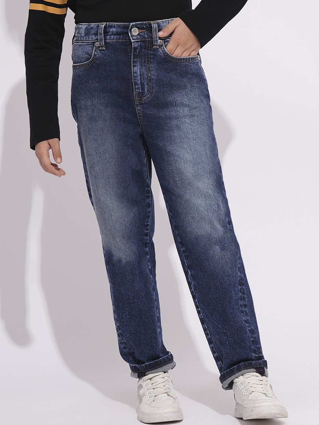 

Jack & Jones Junior Boys Relaxed Fit Heavy Fade Stretchable Jeans, Blue