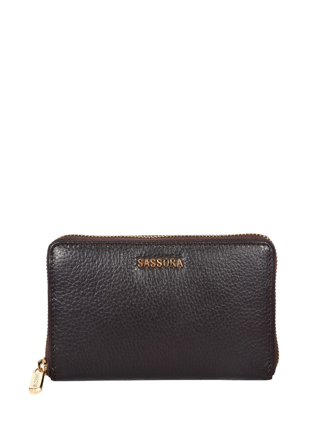 

Sassora Women Zip Detail Leather Wallet, Brown