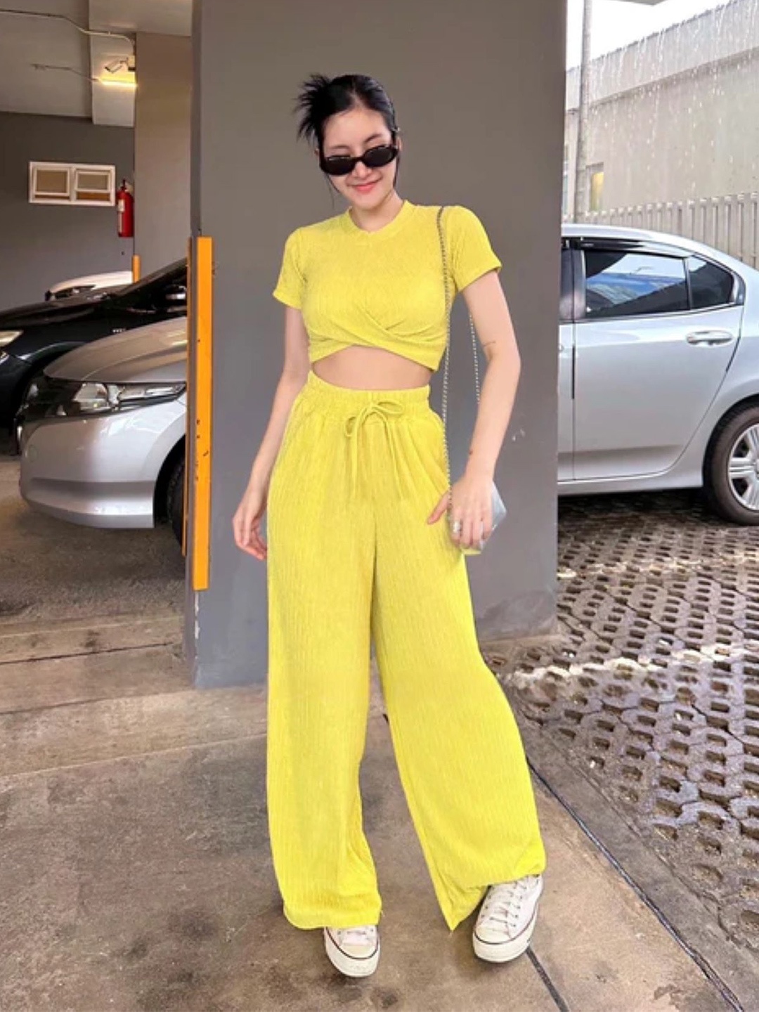 

StyleAsh Round-Neck Short Sleeve Top & Trouser Co-Ords, Yellow
