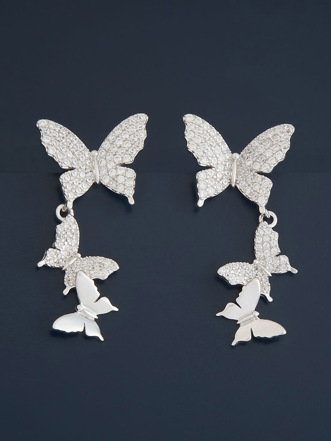 

Kushal's Fashion Jewellery Sterling Silver Zircon Rhodium-Plated Drop Earrings