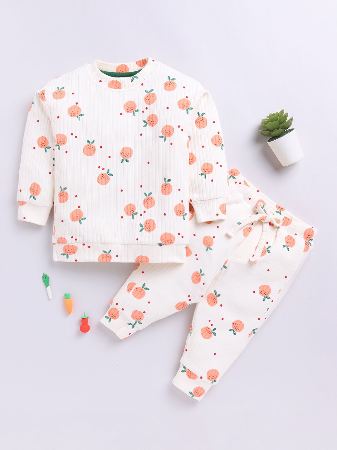 

Clt.s Kids Conversational Printed Night suit, Cream