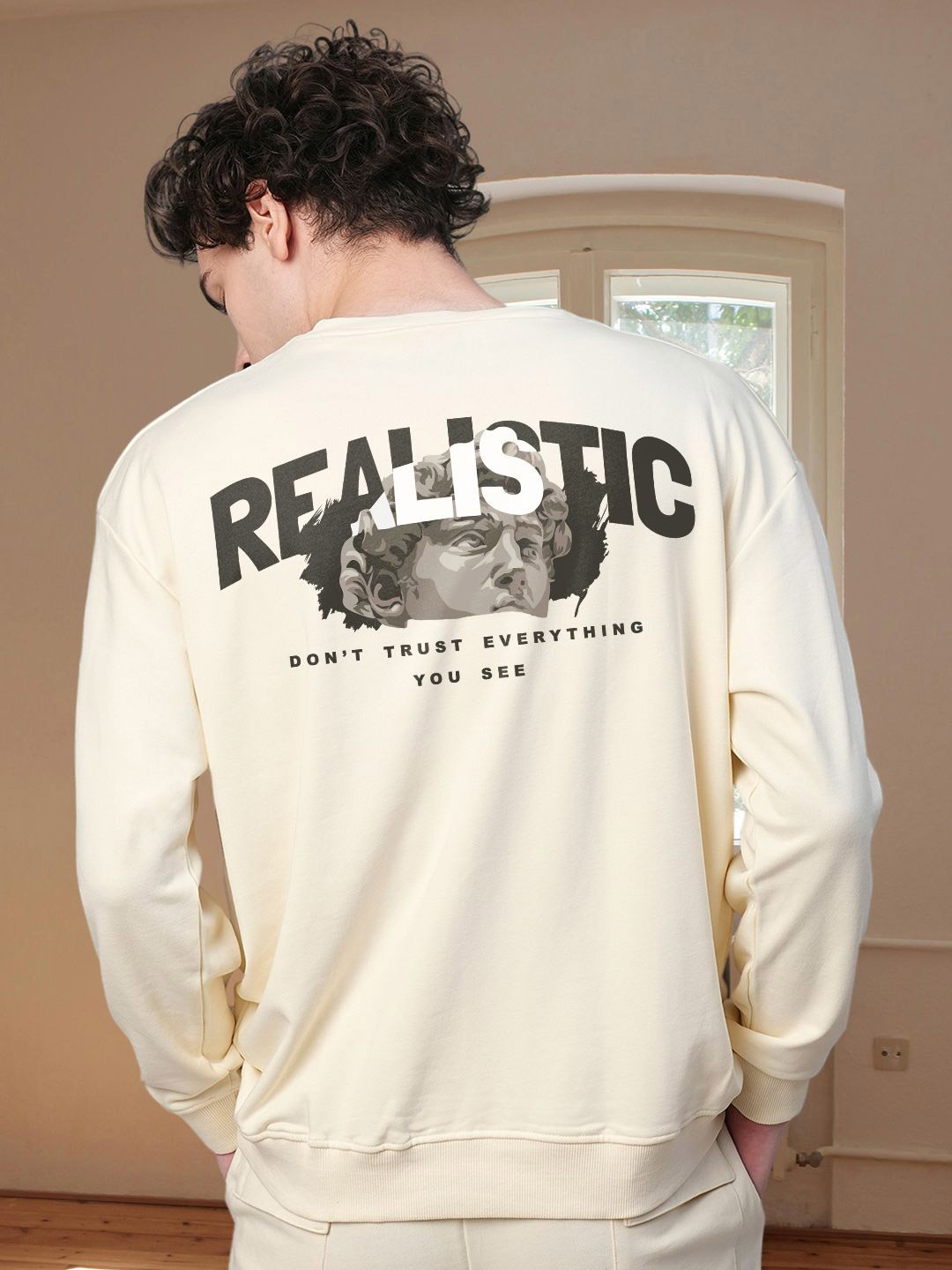 

PRONK Men Typography Printed Long Sleeves Sweatshirt, Off white