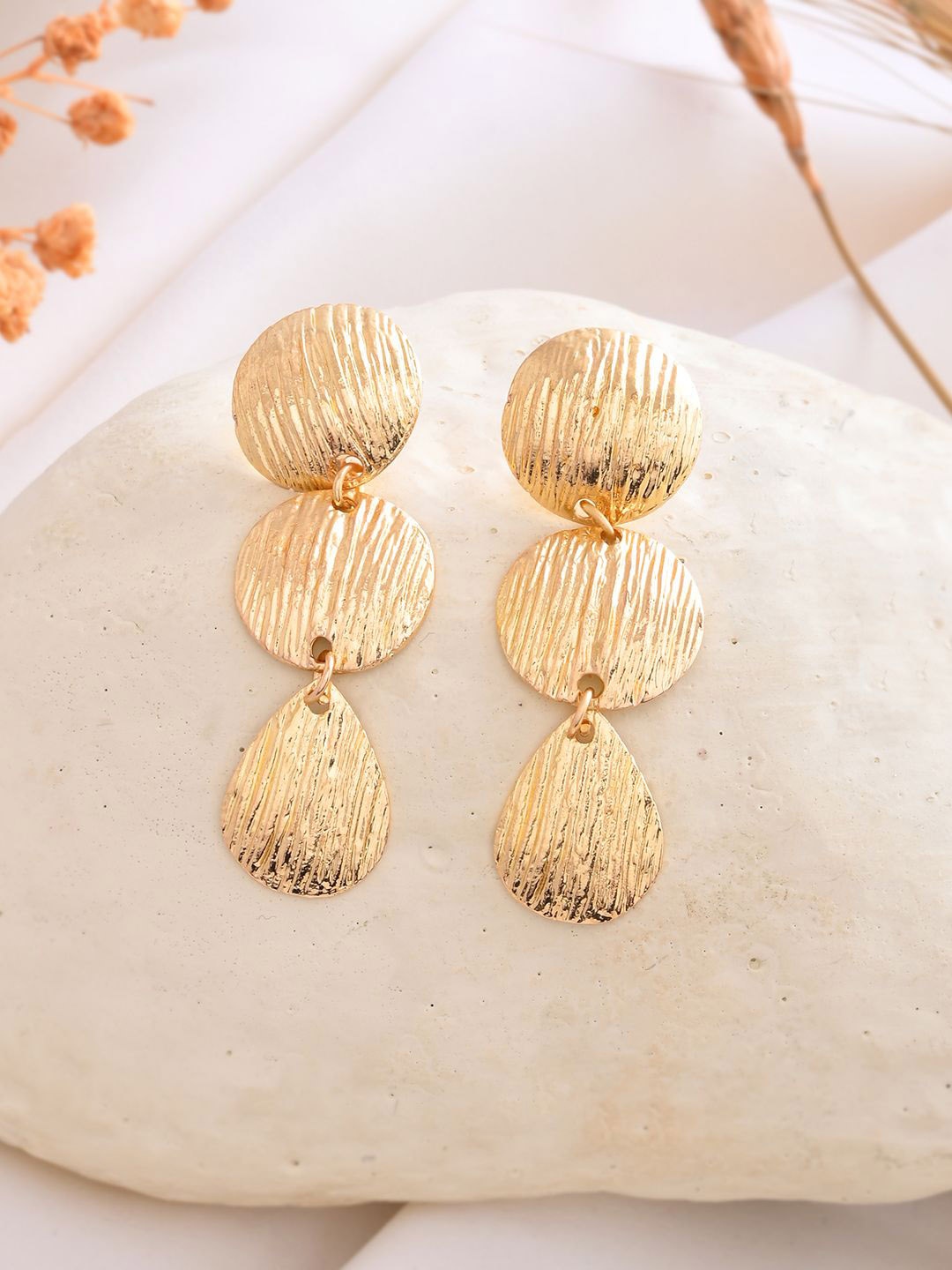 

RICHEERA Gold Plated Contemporary Drop Earrings