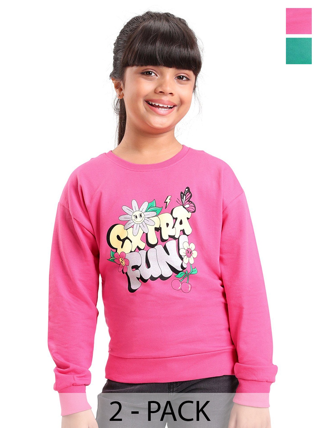 

Honeyhap Girls Printed Round Neck Pullover Sweatshirt, Pink