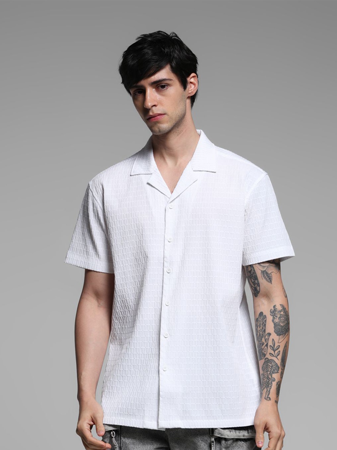 

Jack & Jones Men Textured Relaxed Fit Casual Shirt, White