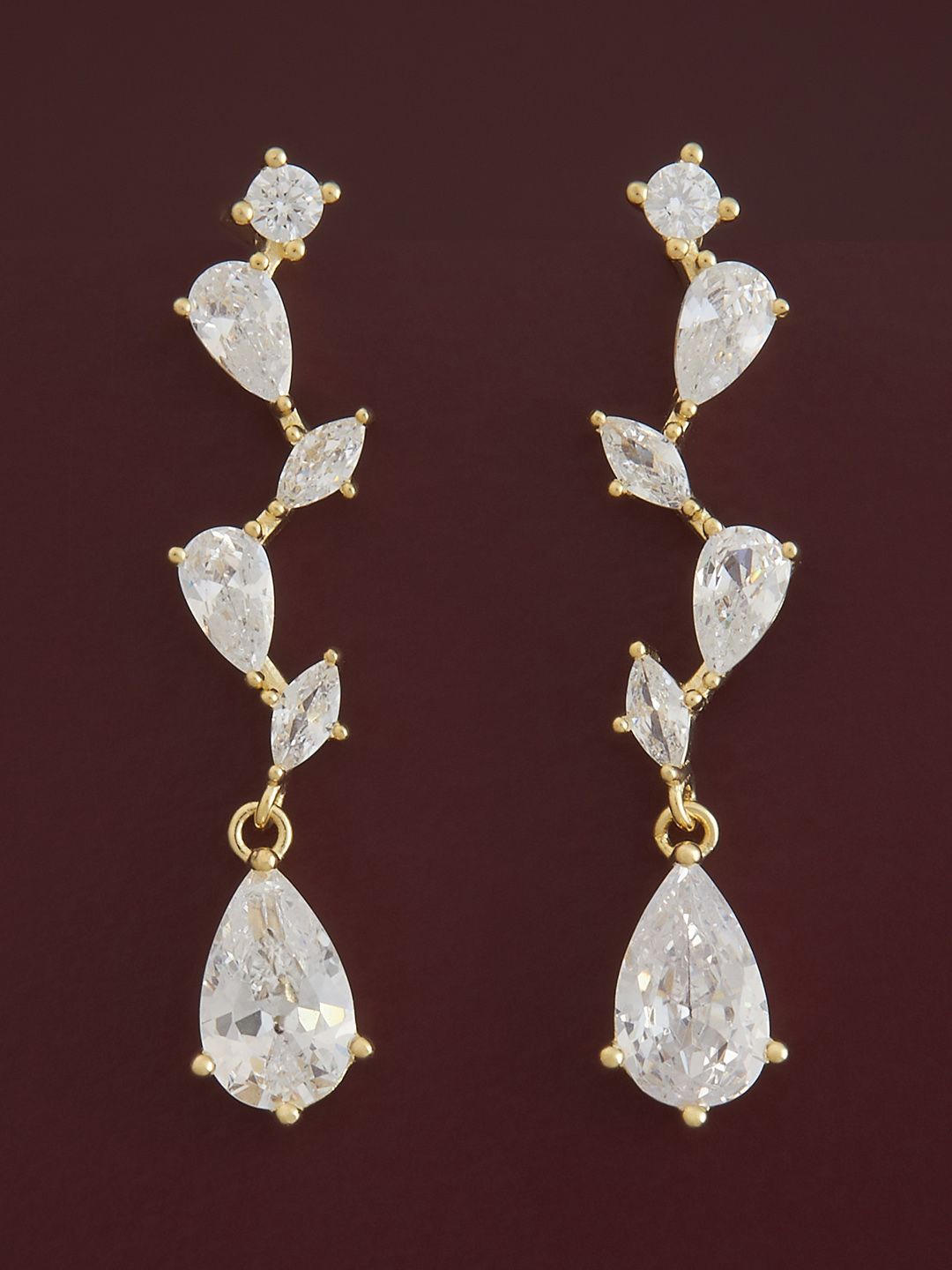 

Kushal's Fashion Jewellery Sterling Silver Zircon Gold-Plated Drop Earrings