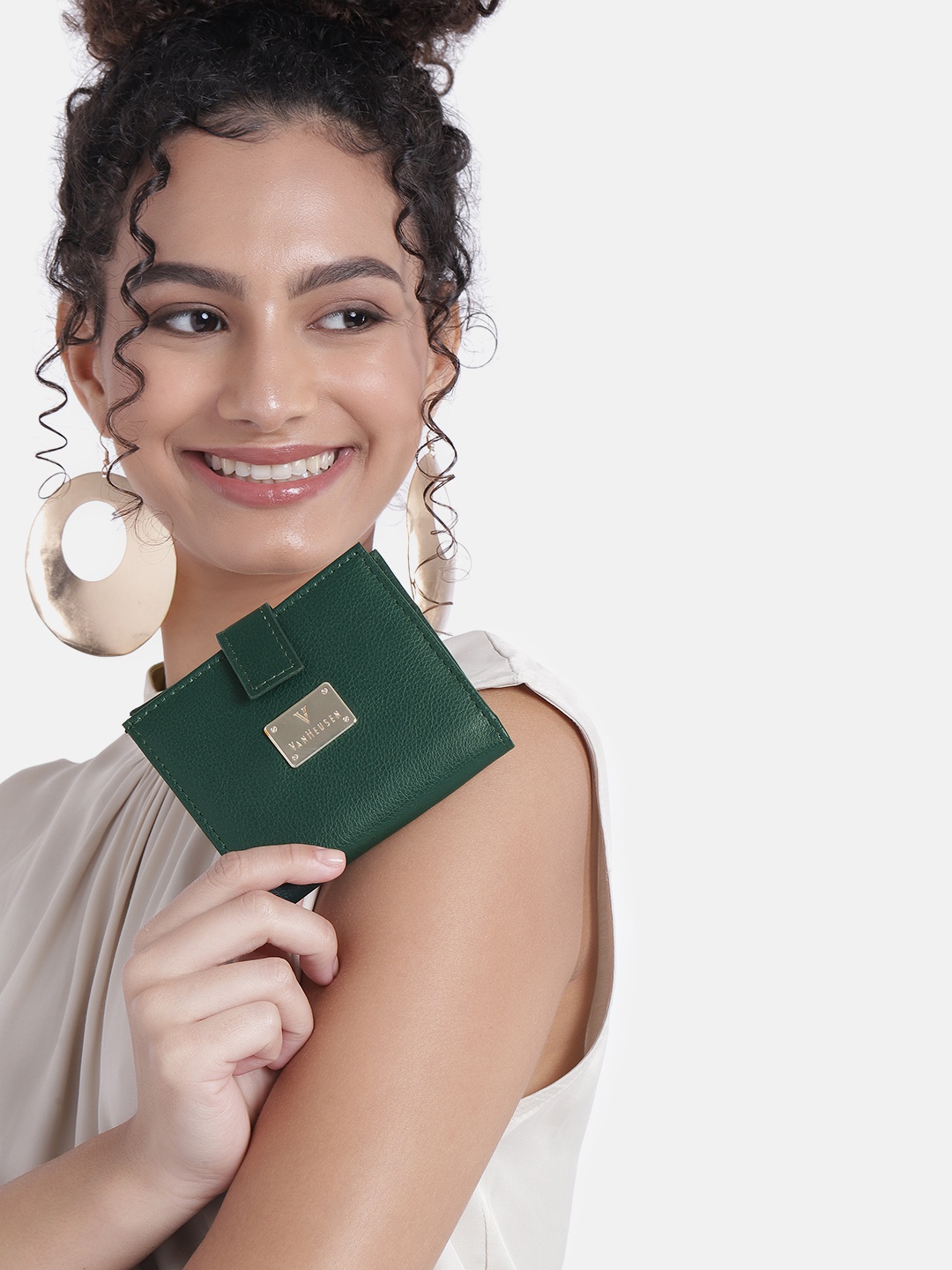 

Van Heusen Women Green Solid Two Fold Wallet