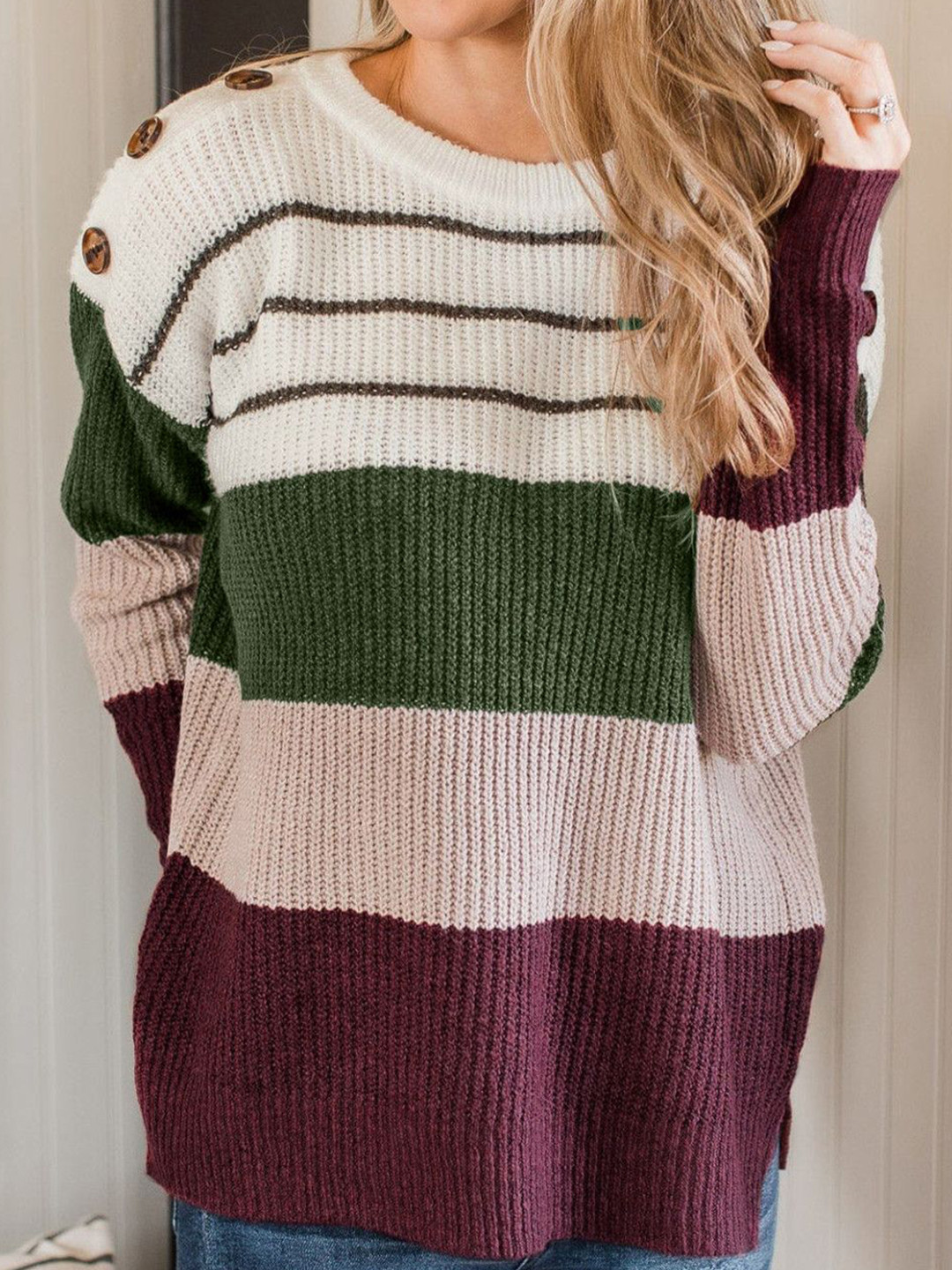 

StyleCast Women Striped Pullover, White