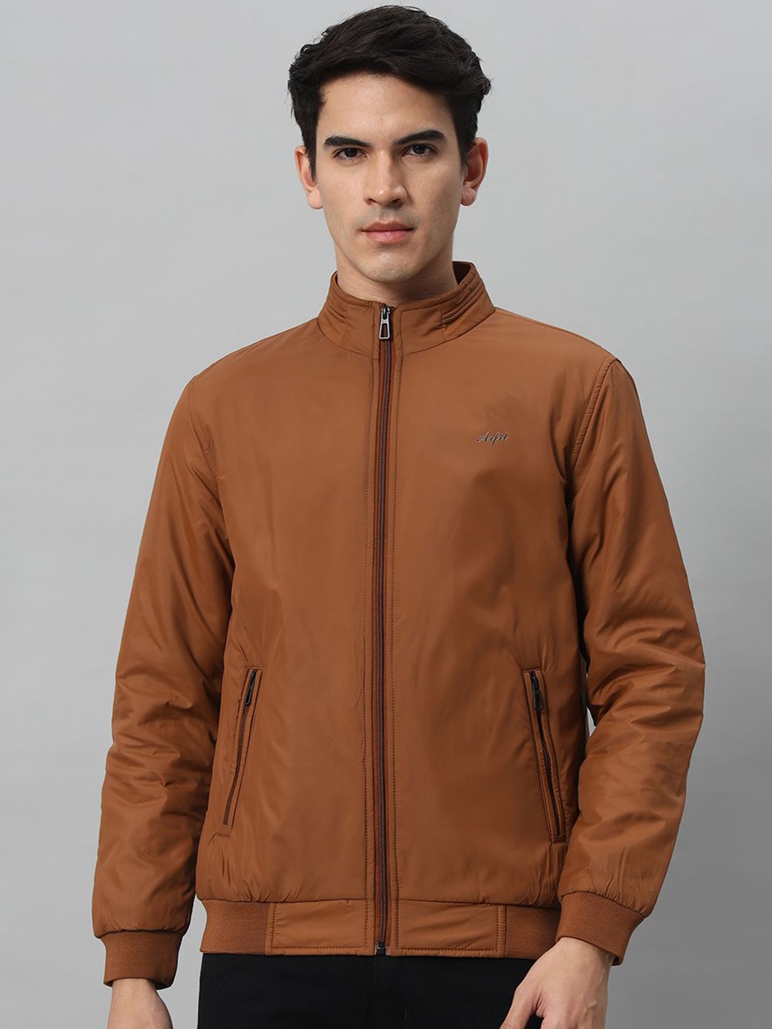 

AR-FIT Men Polyester Self Design Water Resistant Jacket, Tan