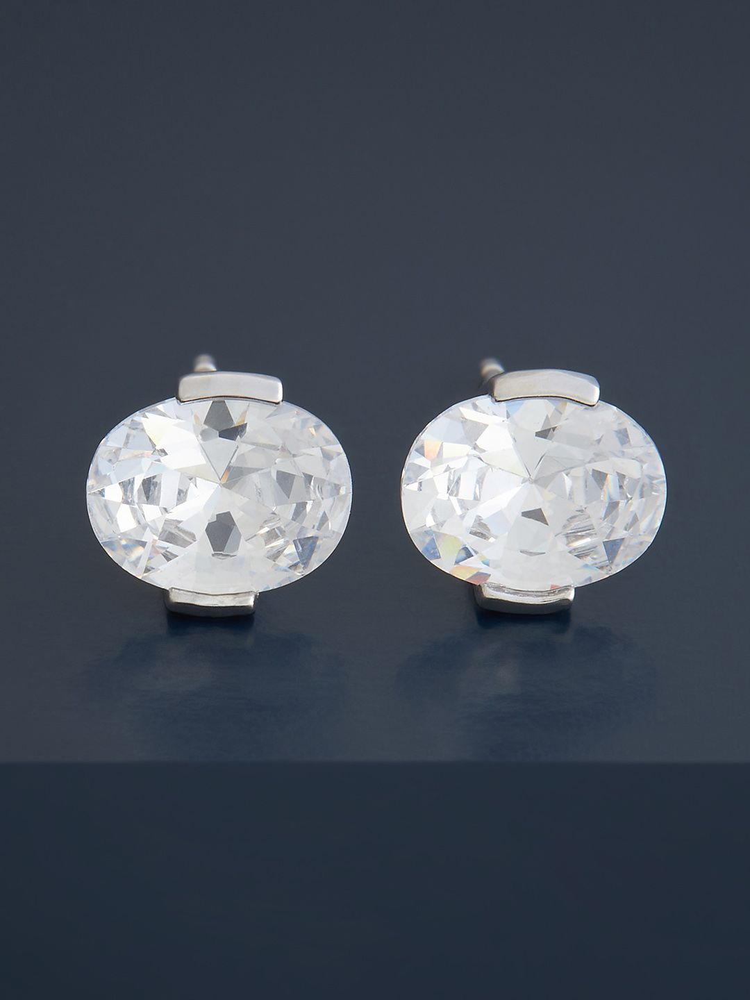 

Kushal's Fashion Jewellery Sterling Silver Zircon Rhodium-Plated Studs