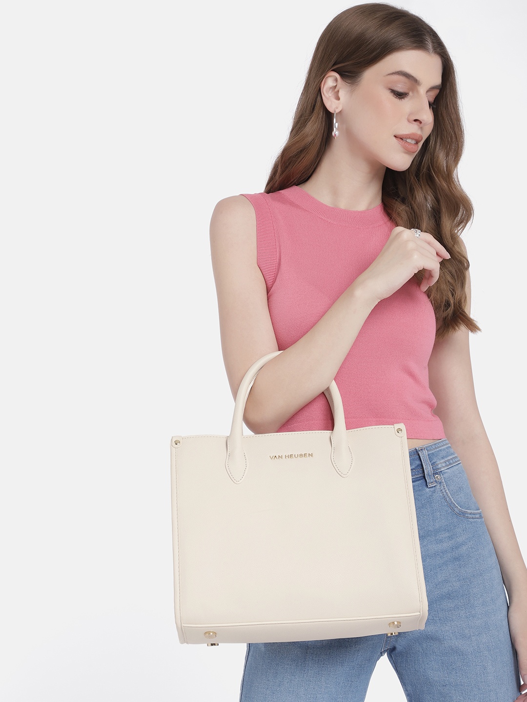 

Van Heusen Structured Handheld Bag, Beige