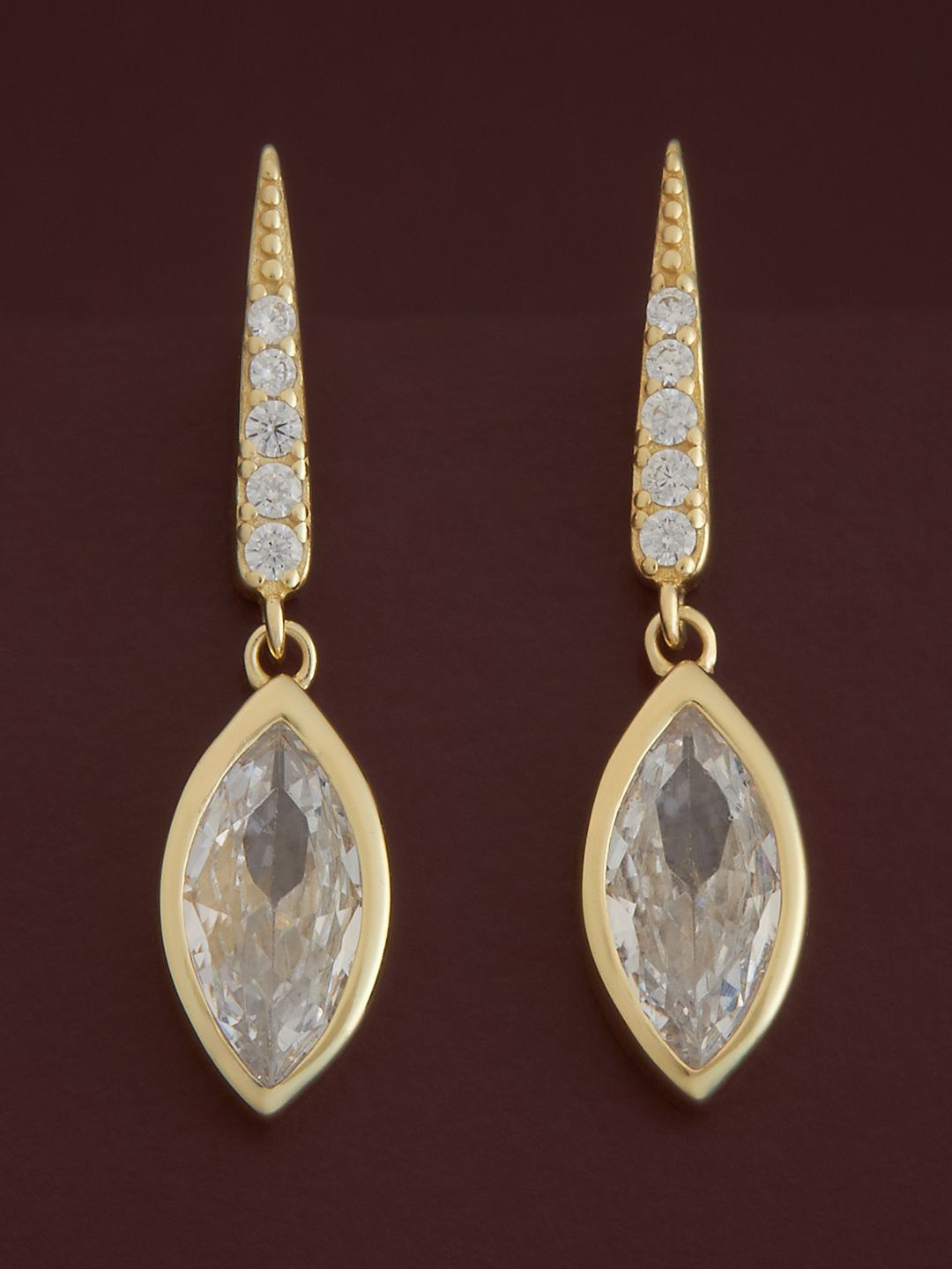 

Kushal's Fashion Jewellery Sterling Silver Zircon Gold-Plated Drop Earrings