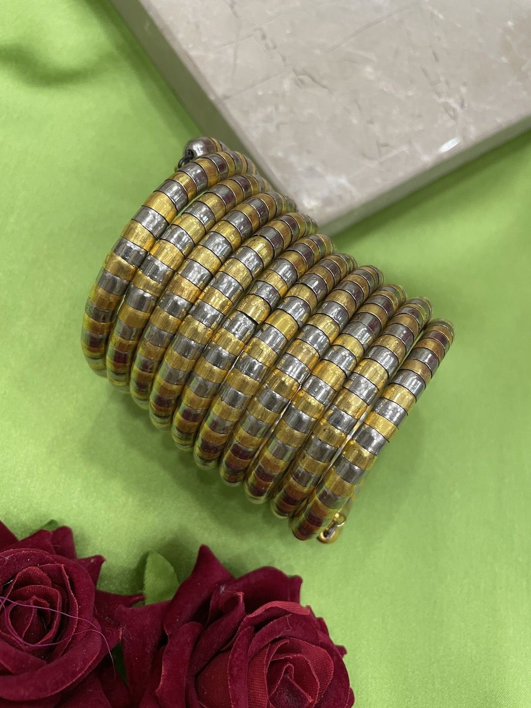 

Digital Dress Room Gold-Plated Spring Tribal Spiral Bangle