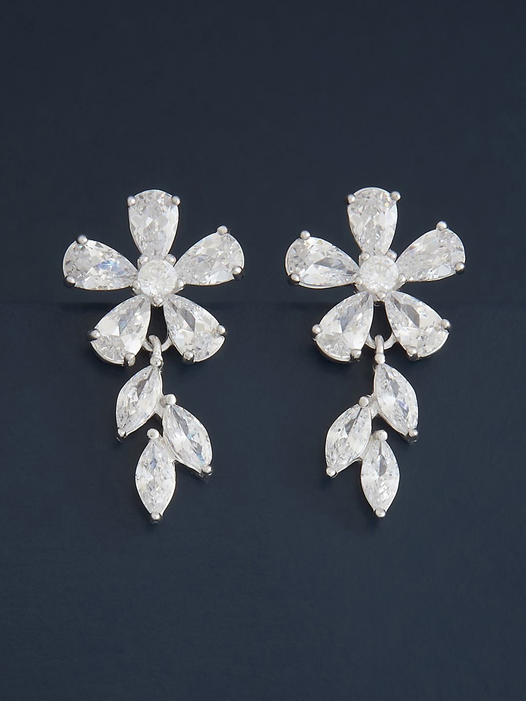 

Kushal's Fashion Jewellery Sterling Silver Zircon Rhodium-Plated Drop Earrings