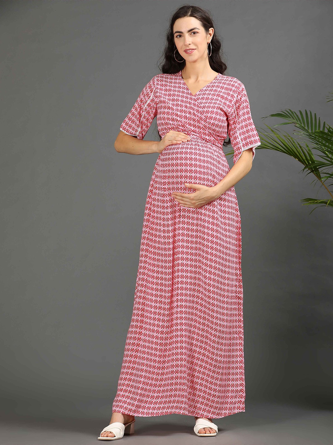 

GOLDSTROMS Printed Maternity Maxi Ethnic Dress, Fuchsia