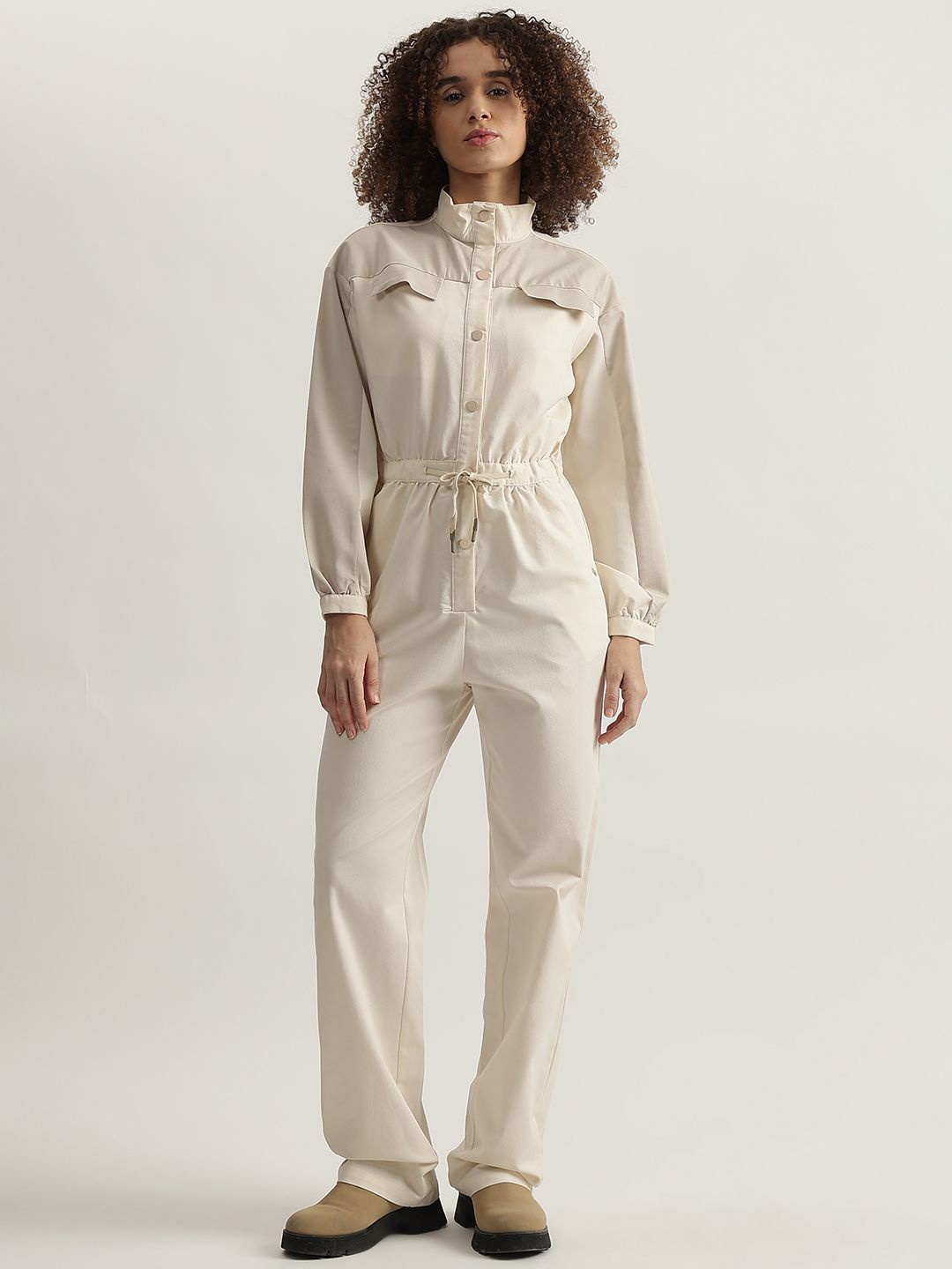 

Iconic Women Full Sleeves Jumpsuit, Beige