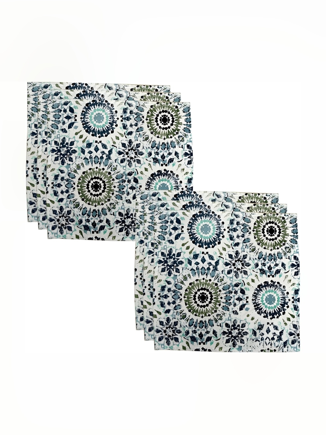 

BILBERRY Furnishing by preeti grover Blue & Beige 6 Pieces Printed Cotton Table Napkins