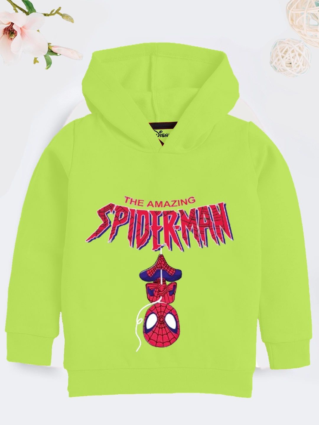 

YK Disney Boys Printed Hooded Long Sleeves Sweatshirt, Lime green